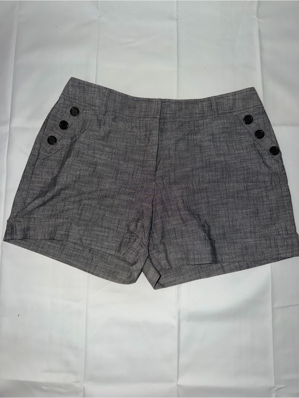 Courtenay Grey Button-Trim High Waist Shorts